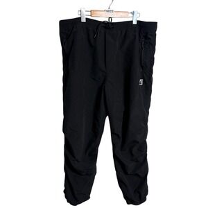 American Eagle Black Nylon Joggers XL Track Pants AE Logo Graphic Activewear